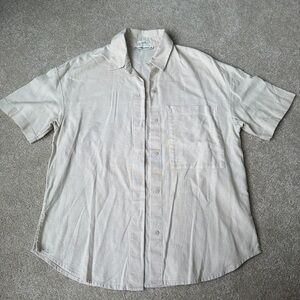 Abercrombie & Fitch Linen Beige Button Down Shirt